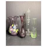 Light purple hand painted vase 10'H, ...