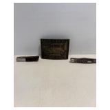 Ford belt buckle, case knife & pocket knife