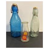 Vintage Milk Bottles 11", 9.5" & 5"H