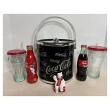 Coca Cola Bottles, Ice Bucket & Glasses