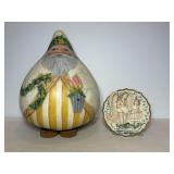 17"H Painted Gourd & Angel Plate