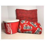 Coca Cola Pillow, Fleece & Tin