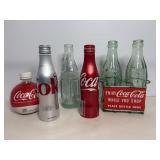 Vintage Coca Cola Bottles & Metal Carrier
