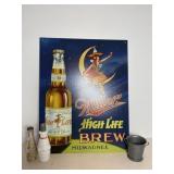 Miller High Life Tin Sign 12"x16" & Misc