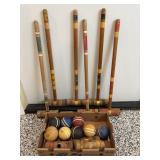 Vintage Croquet Set 6 Mallets 8 Balls