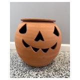 Terra Cotta Jack O Lantern& Flower Pot Top 16"H