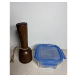 Vintage Wood Pestle & Glass Container