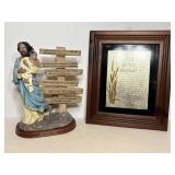 Framed Foot Printd Poem & Jesus Figurine