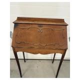 Vintage Wood Secretary Desk 28"x14"x39"H