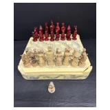 Vtg Chinese Chess set Great Wall of China...