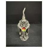 Vtg Pewter Wizard with Swarovski crystal sphere..