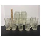 Vtg Anchor Hocking glasses quilted diamond