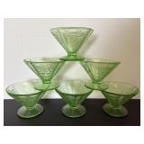 Uranium glass sherbert dishes (6) (some chips)