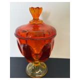 Vtg Viking glass covered candy dish 10.5"H