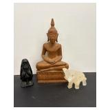 Wooden Buddha 10"H & Goddess of fertility...