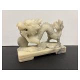 Vtg carved soap stone dragon figure 4"H
