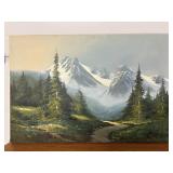 Vtg Canvas oil painting by R Thomas 36"W x 24"H