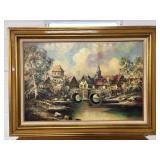 Vtg Framed signed oil painting 44.5"W x 32.5"H