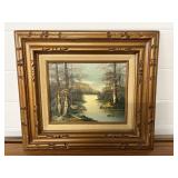 Vtg Framed oil painting on canvas signed Harison..