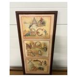 Vtg Alphabet Nursery print 11"W x 23"H