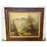 Vtg Framed landscape oil painting 31"W x 27"H