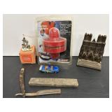 Vtg Air Hockey Pushers, Vtg straight razor with..