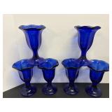 Vtg Cobalt blue desert cups (6)