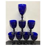 Vtg Cobalt blue goblets - (8) total 6.75"H
