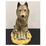 Vtg Wolf family sculpture