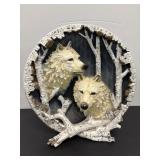 Vtg 3D Wolf plate 8"H