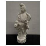 Vtg white porcelain oriental goddess statue 6"H