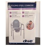 Folding steel commode