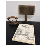 Vtg Cast iron & wool carder & misc