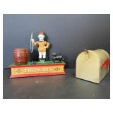 Vtg Trick dog mechanical coin bank & mail box ..