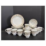 Vtg 10" Dia plates & (8) cups & saucers & ...
