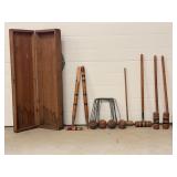 Vtg Croquet set with wooden box
