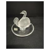 Lalique crystal "Deux Cygnes (swans) trinket ...