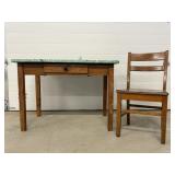 Table 36"W x 25"D x 25"H with porcelain top &
