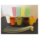 Vintage Tupperware Cups & Tumblers with Straws