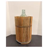 Rustic Wood Slatted Barrel &  Gal Plastic Jug