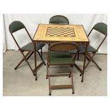Mid Century German Game Table & Folding Chairs