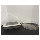 15"x10" Glass Dish & Covered Cake Pan