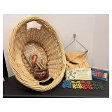 Wicker Clothes Basket & Clothes Pins
