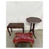 (Repairs Needed) Tables &Camel Saddle Foot Stool