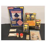 Vintage Lundby Doll House Table & Curtains