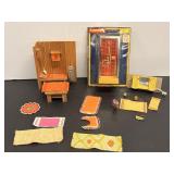 Vintage Lundby Doll House Shower & Rugs