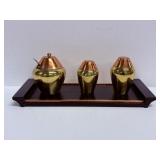 Vintage Coppertone Condiment S&P Set