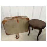 Vintage Suitcase broken strap & 16"H Stool