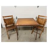 Vintage 30"x30" Card Table & Folding Chairs