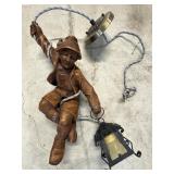 Vintage Tirol Black Forest Wood Hanging Lamp